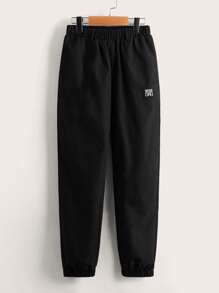 Pantalones con detalle de parche para niños - Negro - Ver 1