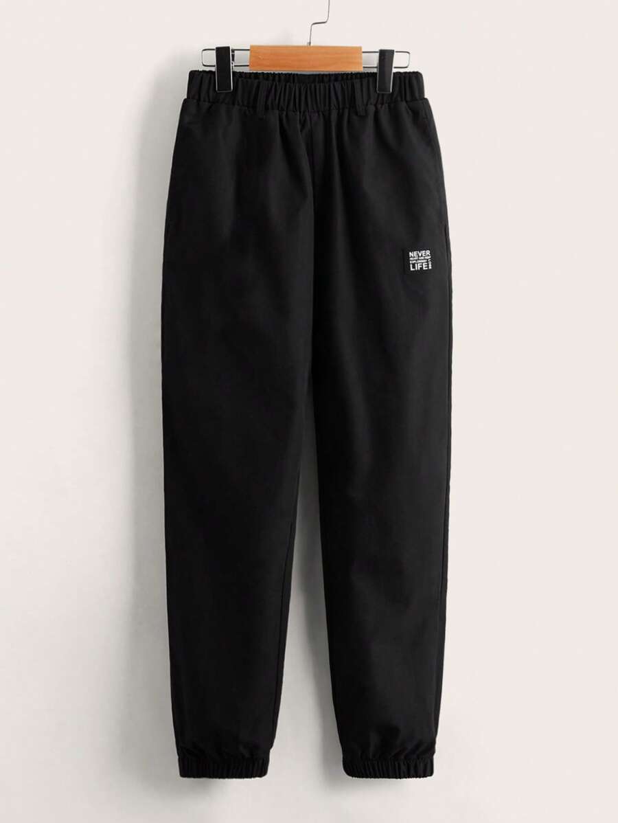 Pantalones con detalle de parche para niños - Negro - Ver 1