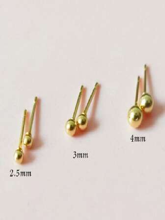 3 pares de pendientes de bola de acero inoxidable simples