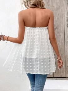 SHEIN VCAY Áo nữ Bất đối xứng màu trơn Giải trí - trắng - Xem 4