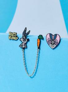LOONEY TUNES X SHEIN Cute Zinc Alloy Cartoon Rabbit Design Brooch For Women For Daily Decoration - Multicolor - View 3