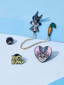 LOONEY TUNES X SHEIN Cute Zinc Alloy Cartoon Rabbit Design Brooch For Women For Daily Decoration - Multicolor - View 1