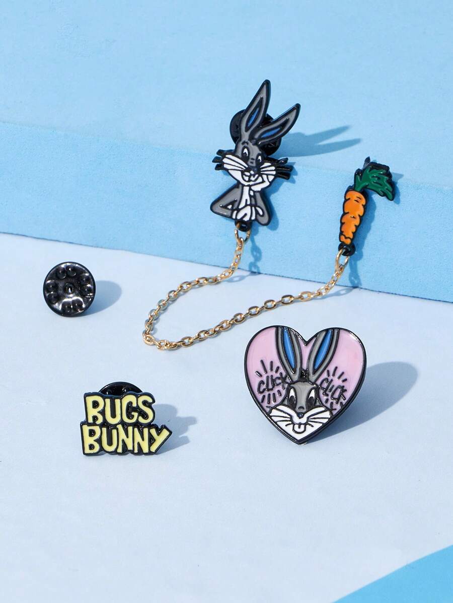 LOONEY TUNES X SHEIN Cute Zinc Alloy Cartoon Rabbit Design Brooch For Women For Daily Decoration - Multicolor - View 1