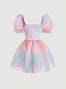 SHEIN MOD Đầm Tương phản Mesh Dây kéo Ombre Buổi tiệc - Nhiều màu - Xem 2