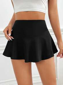 SHEIN EZwear Jupe-culotte décontractée avec large taille noire