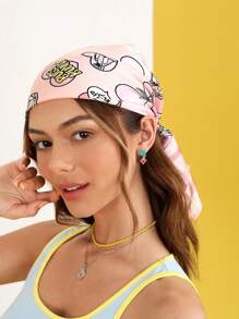LOONEY TUNES X SHEIN 1 Nữ Hình Trái Tim & Chữ Cái Khăn Rằn Thời Trang Cho Cuộc Sống Hàng Ngày - Hồng - Xem 5