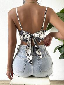 Chiquease Floral Print Bandana Hem Cami Top - White - View 1