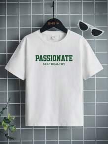 SHEIN cậu bé mười hai Đồ họa Chữ cái Áo thun - trắng - Xem 1