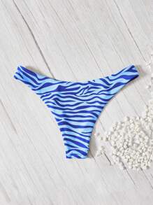 Swim Vcay Bottom de bikini con estampado de rayas de cebra - Azul - Ver 2