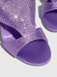 Sandali con bande in raso con strass tacco a spillo