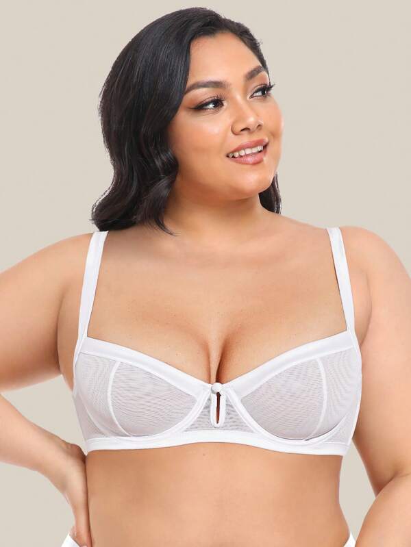 Wingslove Plus Sheer Mesh Underwire Bra SHEIN USA