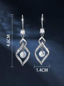 Vanel Elegant And Shiny Rotating Drop Earrings For Women's Dating And Wedding - White - View 3
