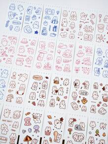1pc Cartoon Rabbit Pattern Assorted Sticker Book, Cute Multi-Purpose Sticker For DIY Craft, Decoration, Hand Account Back To School