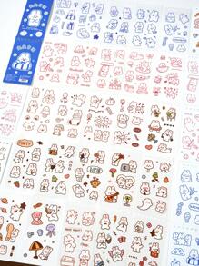 1pc Cartoon Rabbit Pattern Assorted Sticker Book, Cute Multi-Purpose Sticker For DIY Craft, Decoration, Hand Account Back To School