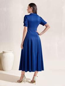 Modelyn Đầm Xù Dây kéo màu trơn Giải trí - Màu xanh lam - Xem 2