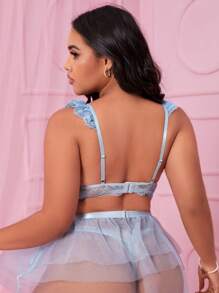 大碼花卉蕾絲鋼圈內衣套裝