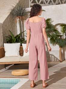 Teen Girls Twist Front Wide Leg Jumpsuit - Dusty Pink - View 2