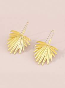 1 đôi Bông tai thiết kế nếp gấp hình lá cọ cổ điển & sang trọng - Vàng - Xem 2