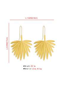 1 đôi Bông tai thiết kế nếp gấp hình lá cọ cổ điển & sang trọng - Vàng - Xem 3