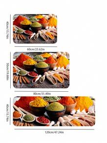 1 Thực Phẩm In Thảm Nhà Bếp, Gia Vị Hiện Đại In Polyester Sàn Cho Nhà Bếp - Nhiều màu - Xem 2