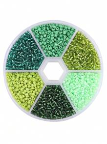 2/3mm 6-Compartment Box Packed Green Glass Seed Beads For Earring, Bracelet, Necklace, Phone Charm And Decoration Making - Green - View 1