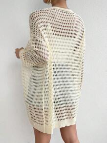 Chiquease Cárdigan de plumero con abertura de hombros caídos - Albaricoque - Ver 2