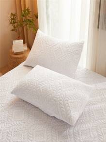 花卉和植物印花防水白色床單三件套