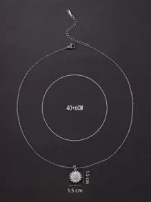 1pc Anxiety Relief Rotating Sunflower Pendant Necklace Valentines - Silver - View 3