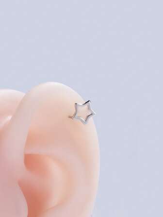 1入組精緻簡約百搭閃亮星星不銹鋼耳釘