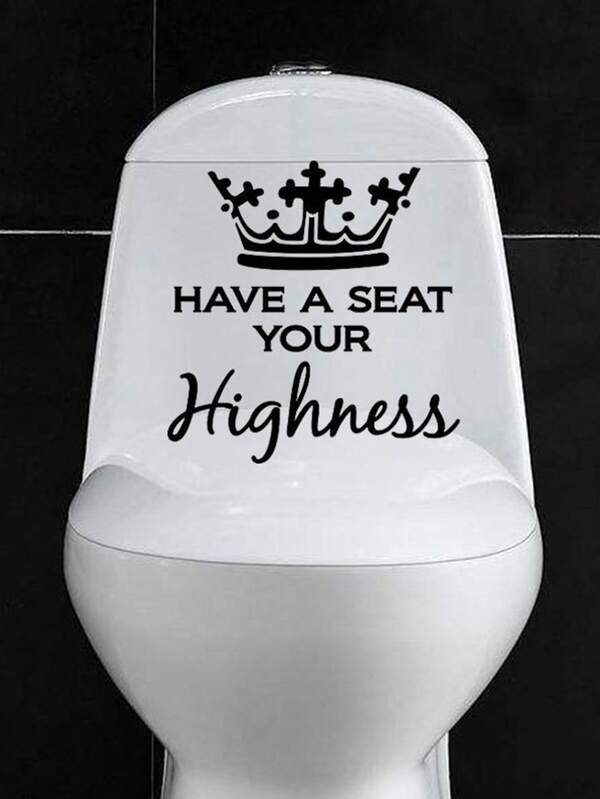 1pc PVC Toilet Lid Sticker, Slogan Graphic Toilet Decal For Bathroom