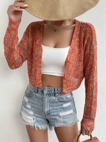 Chiquease 落肩袖開門襟短款開衫 - 彩色 - 查看 4