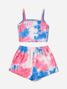 SHEIN EZwear 紮染吊帶背心和短褲 - 彩色 - 查看 2
