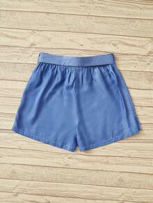 SHEIN LUNE 1入組荷葉邊圍裹腰帶裙裤 - 藍色 - 查看 2