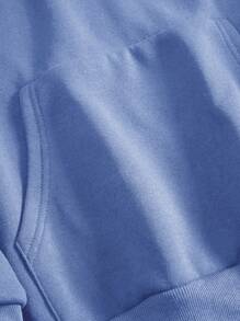 SHEIN EZwear Quần áo thể thao nữ Túi Dây kéo màu trơn Giải trí - Màu xanh lam - Xem 3