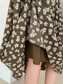 DAZY High Waist Floral Print Skirt - Brown - View 4