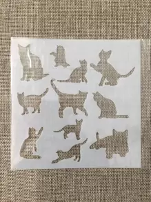 1pc 5 Inch White Plastic Cat Painting Stencil Back To School