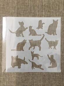 1pc 5 Inch White Plastic Cat Painting Stencil Back To School