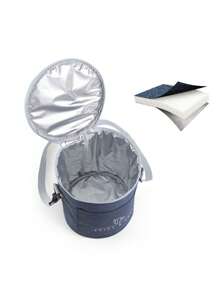 1pc Cactus Pattern Lunch Bag, Portable Insulated Bag For Outdoor - Navy Blue - View 3