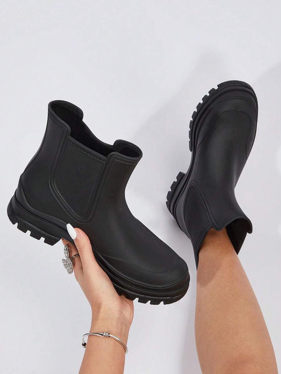 Women Minimalist Slip On Rain Boots, Fashion Black PVC Rain Boots SHEIN USA