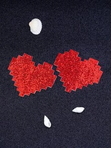 1 par Cubierta de pezón en forma de corazón - Rojo - Ver 1