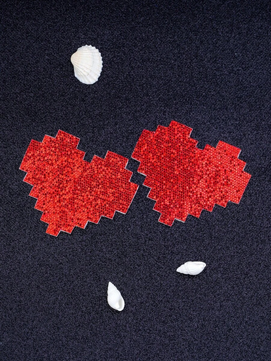 1 par Cubierta de pezón en forma de corazón - Rojo - Ver 1