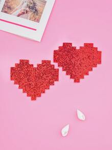 1 par Cubierta de pezón en forma de corazón - Rojo - Ver 4