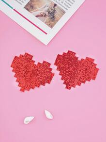 1 par Cubierta de pezón en forma de corazón - Rojo - Ver 5