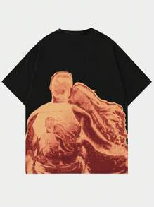 ROMWE MEN 男士人像圖案T恤 - 黑色 - 查看 1