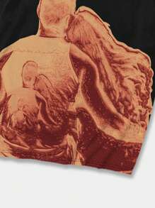 ROMWE MEN 男士人像圖案T恤 - 黑色 - 查看 7