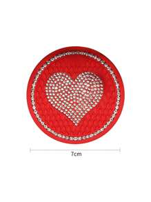 2 cái Rhinestone Heart Decor Car Coaster - Đỏ - Xem 3