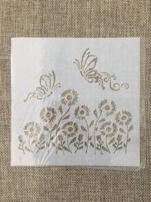 1入組花卉和蝴蝶鏤空繪圖模板用於繪圖創意多用途繪畫模板DIY工藝品 - 白色 - 查看 2