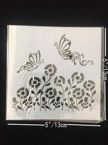 1入組花卉和蝴蝶鏤空繪圖模板用於繪圖創意多用途繪畫模板DIY工藝品 - 白色 - 查看 3