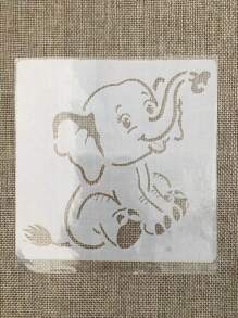 1入組大象鏤空繪圖模板用於繪圖創意多用途繪畫模板DIY工藝品 - 白色 - 查看 2