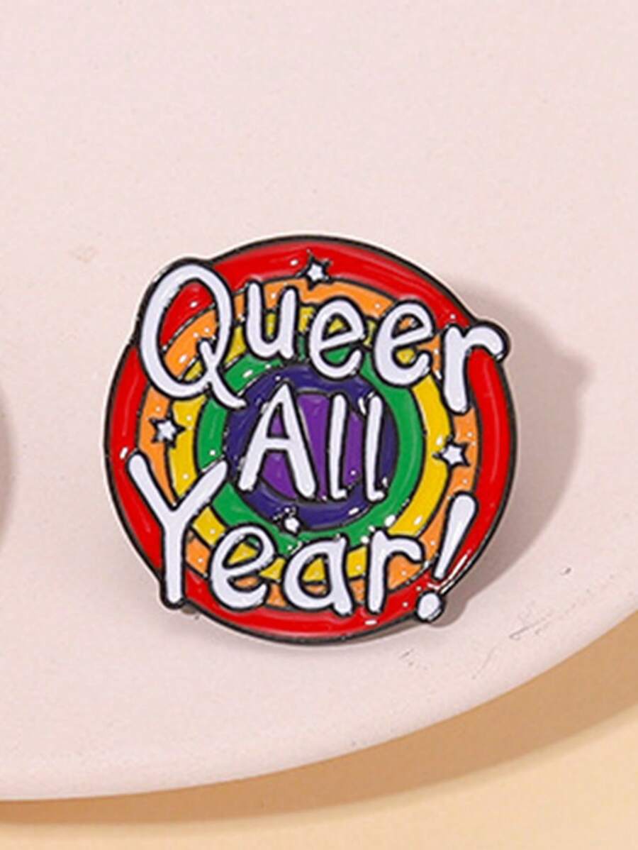 1入組LGBT鋅合金彩色字母和彩虹墨水藝術胸針 - 彩色 - 查看 1